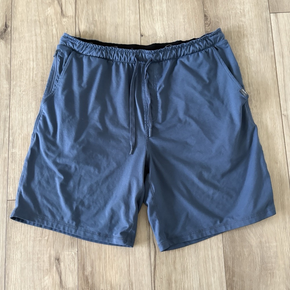 Eddie Bauer Lounge Shorts‎ Mens Large Blue Elastic Waist Drawstring Zip Pockets